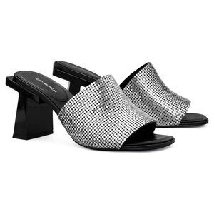 TORY BURCH Block T Chainmail Mule Sandal Size 8